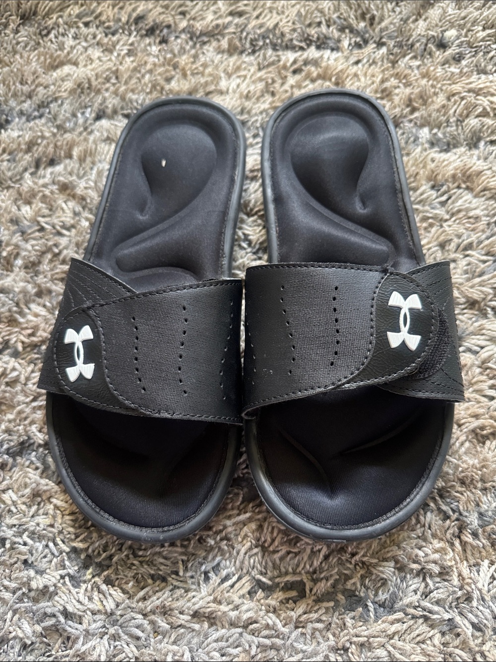 Under Armour Kids Black Slide Sandals with White Logo